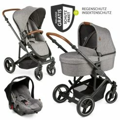 Best Sale 😀 ABC Design 3in1 Kinderwagen-Set Catania 4 - Circle Edition - inkl. Babywanne, Autositz und XXL Zubehörpaket - Woven Graphite 🥰