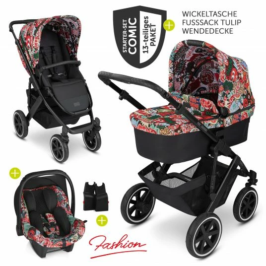 Discount 🎉 ABC Design 3in1 Kinderwagen-Set Salsa 4 Air - Fashion Edition Starter Set 13-teilig - Comic - inkl. Autositz Tulip & Zubehörpaket - Collection 2022 👏 3 Discount 🎉 ABC Design 3in1 Kinderwagen-Set Salsa 4 Air - Fashion Edition Starter Set 13-teilig - Comic - inkl. Autositz Tulip & Zubehörpaket - Collection 2022 👏