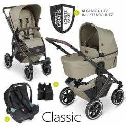 Best Sale ✨ ABC Design 3in1 Kinderwagen-Set Salsa 4 Air - inkl. Babywanne, Autositz Tulip, Sportsitz und Zubehörpaket - Classic Edition - Reed - Collection 2023 🛒