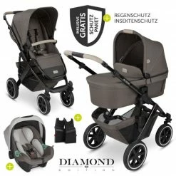 New ⌛ ABC Design 3in1 Kinderwagen-Set Salsa 4 Air - inkl. Babywanne, Autositz Tulip, Sportsitz und Zubehörpaket - Diamond Edition - Herb - Collection 2023 🥰