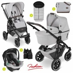 Wholesale 👏 ABC Design 3in1 Kinderwagen-Set Salsa 4 Air - inkl. Babywanne, Tulip, Sportsitz, Wickeltasche & Fußsack - Fashion Edition - Mineral - Collection 2022 ✨