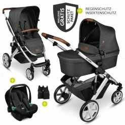 Brand new 😀 ABC Design 3in1 Kinderwagen-Set Salsa 4 - inkl. Babyschale Tulip & XXL Zubehörpaket - Piano - Collection 2021 🎉