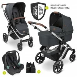 Top 10 👍 ABC Design 3in1 Kinderwagen-Set Salsa 4 - inkl. Babywanne, Babyschale Tulip, Sportsitz und Zubehörpaket - Storm - Collection 2022 🧨