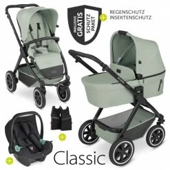 Outlet 🌟 ABC Design 3in1 Kinderwagen-Set Samba - inkl. Babywanne, Autositz Tulip, Sportsitz und Zubehörpaket - Classic Edition - Pine - Collection 2023 😍