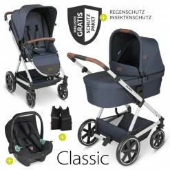 Promo 🌟 ABC Design 3in1 Kinderwagen-Set Vicon 4 - inkl. Babywanne, Autositz Tulip, Sportsitz und Zubehörpaket - Classic Edition - Lake - Collection 2023 😀