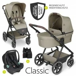 New 🧨 ABC Design 3in1 Kinderwagen-Set Vicon 4 - inkl. Babywanne, Autositz Tulip, Sportsitz und Zubehörpaket - Classic Edition - Reed - Collection 2023 🌟