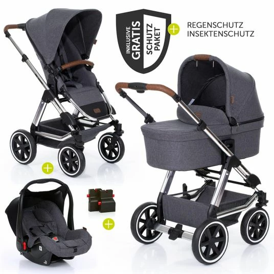 Hot Sale 👏 ABC Design 3in1 Pram Set Condor 4 Air - Diamond Special Edition - incl. baby bath, baby seat & accessories package - Asphalt 🧨 3 Hot Sale 👏 ABC Design 3in1 Pram Set Condor 4 Air - Diamond Special Edition - incl. baby bath, baby seat & accessories package - Asphalt 🧨