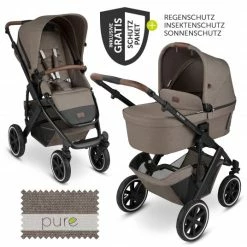 Hot Sale 👍 ABC Design Kombi-Kinderwagen Salsa 4 Air - inkl. Babywanne & Sportsitz mit XXL Zubehörpaket - Pure Edition - Nature - Collection 2023 👍