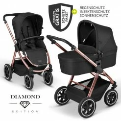 Hot Sale ✨ ABC Design Kombi-Kinderwagen Samba - inkl. Babywanne, Sportsitz & XXL Zubehörpaket - Diamond Edition - Rose Gold - Collection 2021 🌟