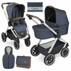 Coupon 🤩 ABC Design Kombi-Kinderwagen Samba Set inkl. Neugeborenen-Fußsack und Wickeltasche - Classic Edition - Lake - Collection 2023 🤩