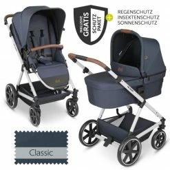 Promo ⭐ ABC Design Kombi-Kinderwagen Vicon 4 - inkl. Babywanne & Sportsitz mit XXL Zubehörpaket - Classic Edition - Lake - Collection 2023 😍