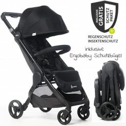 Best Pirce ⌛ Ergobaby Reisebuggy & Buggy Metro+ ab Geburt bis 4 Jahre (22 kg) 7,8 kg inkl.Schutzbügel & XXL Zubehörpaket - Black - Collection 2022 💯