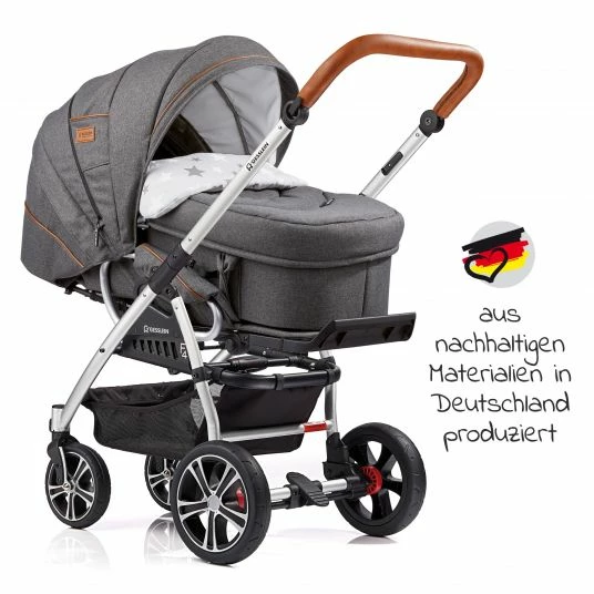 Promo 😀 Gesslein 2in1 Kinder-Kombiwagen F4 Air+ Classic mit C2 Tragetasche & umsetzbaren Sportwagenaufsatz - Eloxiert-Cognac-Grau Meliert - Collection 2022 💯 4 Promo 😀 Gesslein 2in1 Kinder-Kombiwagen F4 Air+ Classic mit C2 Tragetasche & umsetzbaren Sportwagenaufsatz - Eloxiert-Cognac-Grau Meliert - Collection 2022 💯 - Image 2