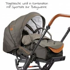 Promo 🤩 Gesslein 2in1 Kinder-Kombiwagen F6 Air+ Classic mit C1 Lift Tragetasche & Sportwagenaufsatz mit Schwenkschieber - Schwarz-Olive - Collection 2022 🔥 -Pushchairs Shop gesslein 2in1 kinder kombiwagen f6 air classic mit c1 lift tragetasche sportwagenaufsatz mit schwenkschieber schwarz olive 10610011 270270 d5