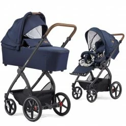 Discount 🔔 Gesslein 2in1 Kinder-Kombiwagen FX4 Soft+ Classic mit CX3 Wanne & umsetzbarern Sportwagenaufsatz - Schwarz-Tabak- Marine - Collection 2022 🤩