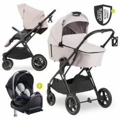 Hot Sale 🔥 Hauck 4in1 Kinderwagen-Set Vision X - Black inkl. i-Size Babyschale, Isofix Basis und XXL Zubehörpaket - Melange Beige ✨