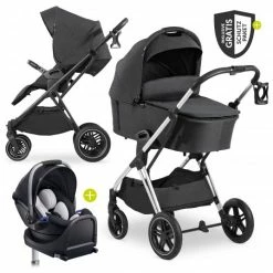 Flash Sale 🛒 Hauck 4in1 Kinderwagen-Set Vision X - Silver inkl. i-Size Babyschale, Isofix Basis und XXL Zubehörpaket - Melange Black 🤩