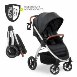 Brand new ⌛ Hauck Buggy & Sportwagen UpTown (mit Liegefunktion & Einhand-Faltung) inkl. XXL Zubehörpaket - Melange Black 🔥