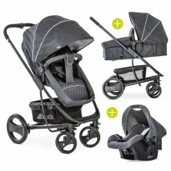 Top 10 ⌛ Hauck Pacific 4 Trioset pram set incl. baby bath, car seat and pushchair - Melange Charcoal ⌛