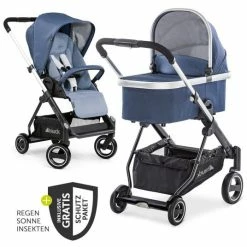 Best Sale ⌛ Hauck Kombi-kinderwagen Apollo inkl. Babywanne, Sportsitz und XXL Zubehörpaket - Denim 🛒