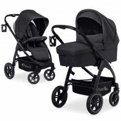 Budget 😉 Hauck Kombi-Kinderwagen Saturn R Duoset inkl. Babywanne und Sportsitz (bis 25 kg belastbar) - Melange Black - Collection 2023 😀