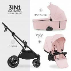 Pushchairs Shop -Pushchairs Shop hauck kombi kinderwagen vision x duoset black sportwagen und babywanne inkl xxl zubehorpaket melange rose 165065 165102 165140 zub d1