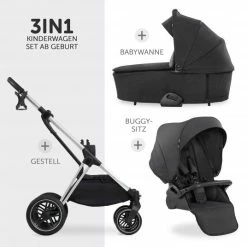 Pushchairs Shop -Pushchairs Shop hauck kombi kinderwagen vision x duoset silver sportwagen und babywanne inkl xxl zubehorpaket melange black 165072 165096 165133 zub d1