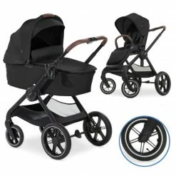 Hot Sale 🌟 Hauck Kombi-Kinderwagen Walk N Care Air Set inkl. Babywanne, Sportsitz, Beindecke und Getränkehalter (bis 22kg belastbar) - Black 🎁