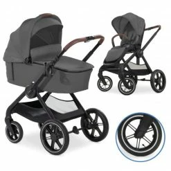 Deals ✔️ Hauck Kombi-Kinderwagen Walk N Care Air Set inkl. Babywanne, Sportsitz, Beindecke und Getränkehalter (bis 22kg belastbar) - Dark Grey 🎁