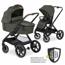 New ⌛ Hauck Kombi-Kinderwagen Walk N Care Set inkl. Babywanne, Sportsitz, Beindecke und XXL Zubehörpaket - Dark Olive - Collection 2022 ⌛