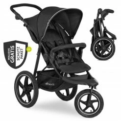 Flash Sale 🎉 Hauck Sportwagen & Jogger Runner 2 (mit großen Luftreifen) inkl. XXL Zubehörpaket - Black - Collection 2022 😀