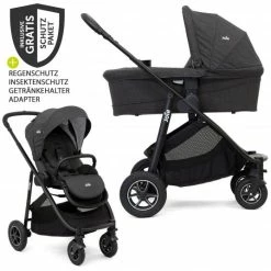 Hot Sale ✔️ Joie 2in1 Kombi-Kinderwagen-Set Versatrax bis 22 kg belastbar mit Sportsitz, Babywanne, Adapter & XXL-Zubehörpaket - Pavement - Collection 2022 🎉
