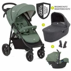 Cheapest 🎁 Joie 4in1 Kombi-Kinderwagen-Set Literax 4 mit Adapter, Babyschale, Babywanne, Isofix-Basis & XXL Zubehörpaket - Laurel - Collection 2022 🧨