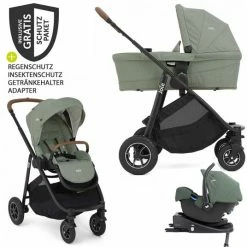 Budget 🛒 Joie 4in1 Kombi-Kinderwagen-Set Versatrax mit Babyschale, Babywanne, Isofix-Basis, Adapter & XXL-Zubehörpaket - Laurel - Collection 2022 💯