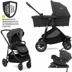 New 🎁 Joie 4in1 Kombi-Kinderwagen-Set Versatrax mit Babyschale, Babywanne, Isofix-Basis, Adapter & XXL-Zubehörpaket - Pavement - Collection 2022 ✔️