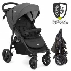 Flash Sale ⌛ Joie Buggy & Sportwagen Litetrax 4 mit Schieber-Ablagefach, Regenschutz & Insektenschutz - Coal - Collection 2022 💯