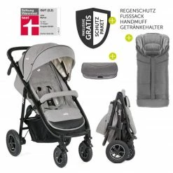 Discount 🧨 Joie Buggy & Sportwagen Mytrax mit Luftreifen, Getränkehalter, Regenschutz, Fußsack & Handmuff - Gray Flannel - Collection 2022 👍