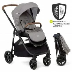 Promo 🎉 Joie Buggy & Sportwagen Versatrax E bis 22 kg belastbar mit umsetzbarer Sitzeinheit inkl. Getränkehalter, Adapter & Regenschutz - Gray Flannel - Collection 2022 👏
