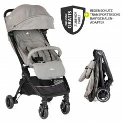 Hot Sale 😉 Joie Reisebuggy Pact mit nur 6 kg inkl. Transporttasche, Adapter & Regenschutz - Gray Flannel - Collection 2022 🌟