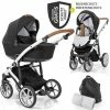 Best Sale 🔥 Junama 2in 1 Kombi-Kinderwagen-Set Space inkl. Babywanne, Sportsitz,Wickeltasche & Regenschutz - Schwarz - Collection 2022 🔥