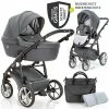 Brand new 🎁 Junama 2in 1 Kombi-Kinderwagen-Set Termo Line Tex inkl. Babywanne, Sportsitz,Wickeltasche & Regenschutz - Grau - Collection 2022 💯