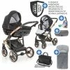 Best deal ❤️ Junama 2in1 Kombikinderwagen-Set Diamond Individual - Babywanne, Sportsitz, Wickeltasche, Fußsack & Handmuff - Schwarz Rosegold - Collection 2022 🧨