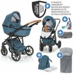 Deals ⌛ Junama 2in1 Kombikinderwagen-Set Space inkl.- Babywanne, Sportsitz, Wickeltasche, Fußsack & Handmuff - Grün - Collection 2022 😉