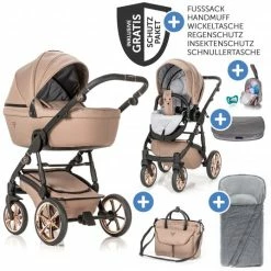 Top 10 😍 Junama 2in1 Kombikinderwagen-Set Termo Line Tex inkl.- Babywanne, Sportsitz, Wickeltasche, Fußsack & Handmuff - Beige - Collection 2022 ✔️