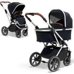 Cheap 😉 Moon 2in1 Kombi-Kinderwagen Rocca Basic mit Sportsitz, Babywanne - bis 22 kg - Navy - Collection 2022 🌟