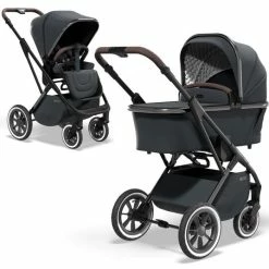 Deals 💯 Moon 2in1 Kombi-Kinderwagen Rocca Edition mit Sportsitz, Babywanne & Träumeland Matratze, Lufträder - bis 22 kg - Black - Collection 2022 ✨