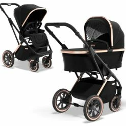 Wholesale 😉 Moon 2in1 Kombi-Kinderwagen Rocca Edition mit Sportsitz, Babywanne & Träumeland Matratze, Lufträder - bis 22 kg - Rose Gold - Collection 2022 👍