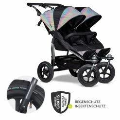 Cheap ⭐ TFK Geschwister- & Zwillingsportwagen Duo mit Luftreifen - 2x Sportsitze bis 45 kg + XXL Zamboo Zubehör - Glow in the Dark - Collection 2022 🥰