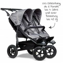 Promo 💯 TFK Geschwister- & Zwillingsportwagen Duo mit Luftreifen - 2x Sportsitze bis 45 kg + XXL Zamboo Zubehör - Grau - Collection 2022 😉 -Pushchairs Shop tfk geschwister zwillingsportwagen duo mit luftreifen 2x sportsitze bis 45 kg xxl zamboo zubehor grau t d1 fa s 315 zamboo zubehor d3