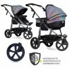 Flash Sale 🛒 TFK Kombi-Kinderwagen Mono mit Luftkammerreifen - inkl. Kombi-Einheit (Babywanne + Sitz) und XXL-Zamboo Zubehörpaket - Glow - Collection 2022 🥰